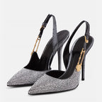 Satin Slingback Heels – Elegant 9.6cm Pointed Toe Pumps - Piña Colada