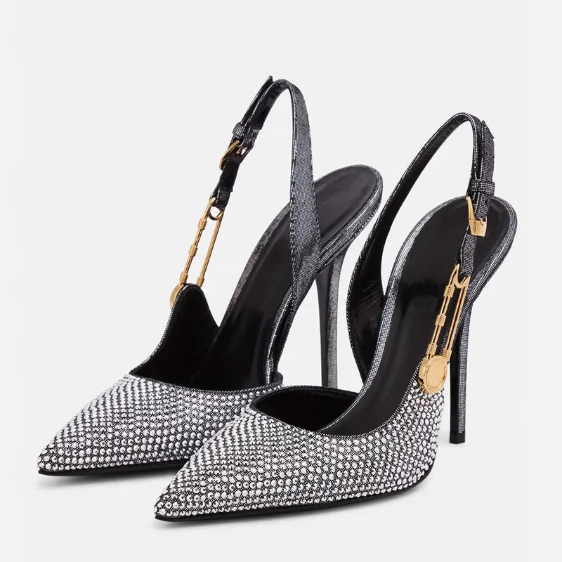 Satin Slingback Heels – Elegant 9.6cm Pointed Toe Pumps - Piña Colada