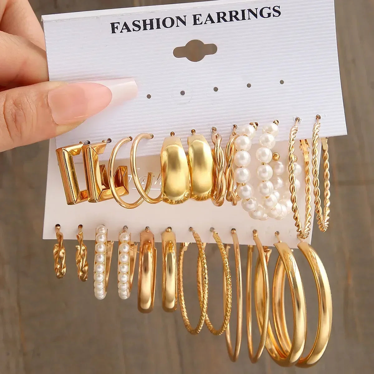 Pearl Hoop Earrings Set - Piña Colada