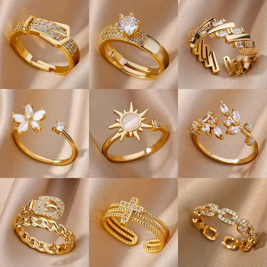 Zircon Geometric Rings - Piña Colada