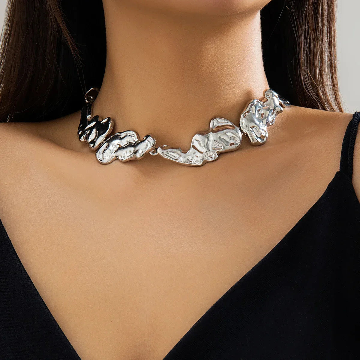 Irregular Metal Patchwork Choker - Piña Colada