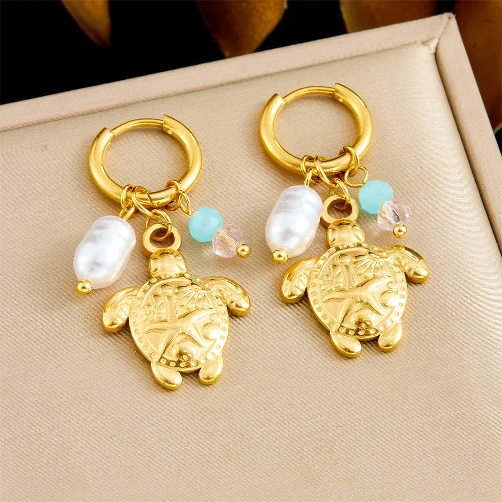 316L Stainless Steel Shell Earrings - Piña Colada