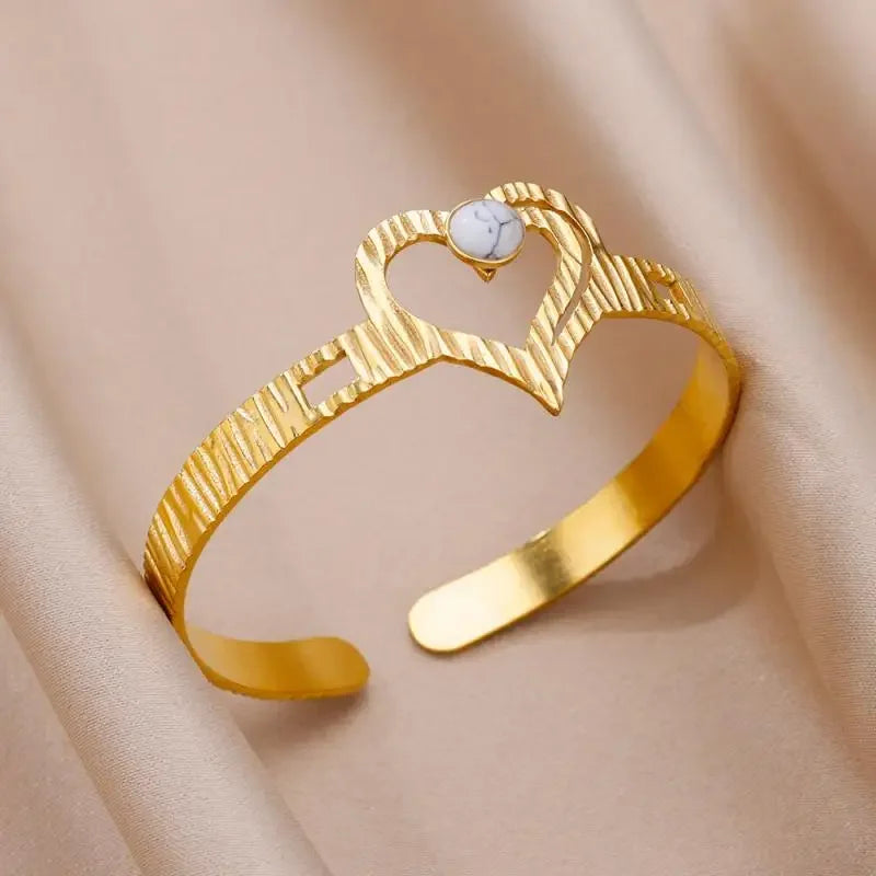 18K Gold-Plated Stainless Steel Cuff Bracelet for Women - Piña Colada