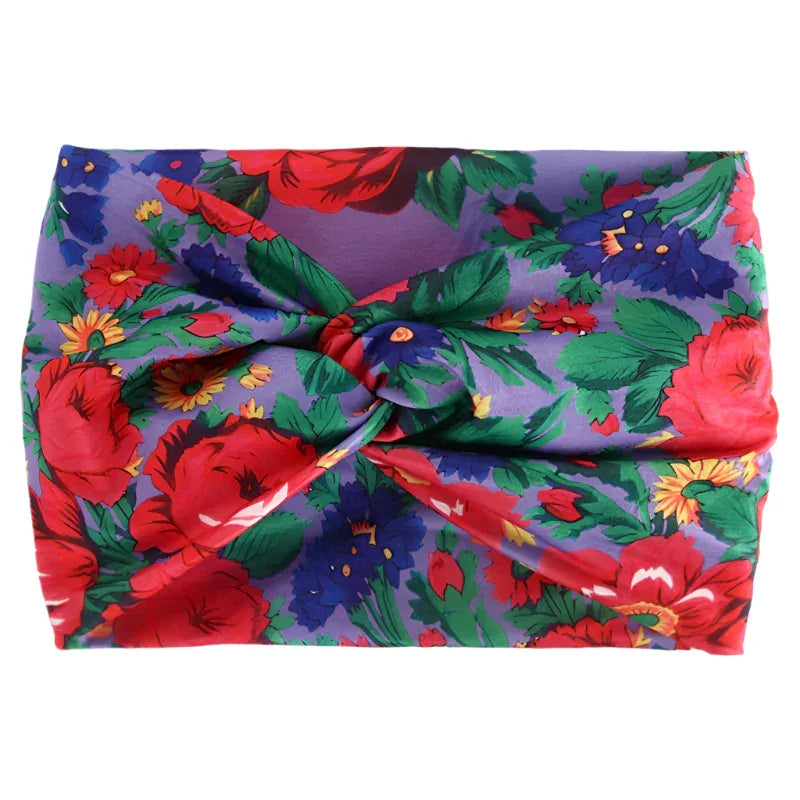 Printed Wide Elastic Headband - Piña Colada