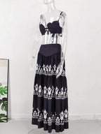 Hand-Painted Oversized 2-Piece Set – Backless Crop Top & Flowing Skirt - Piña Colada