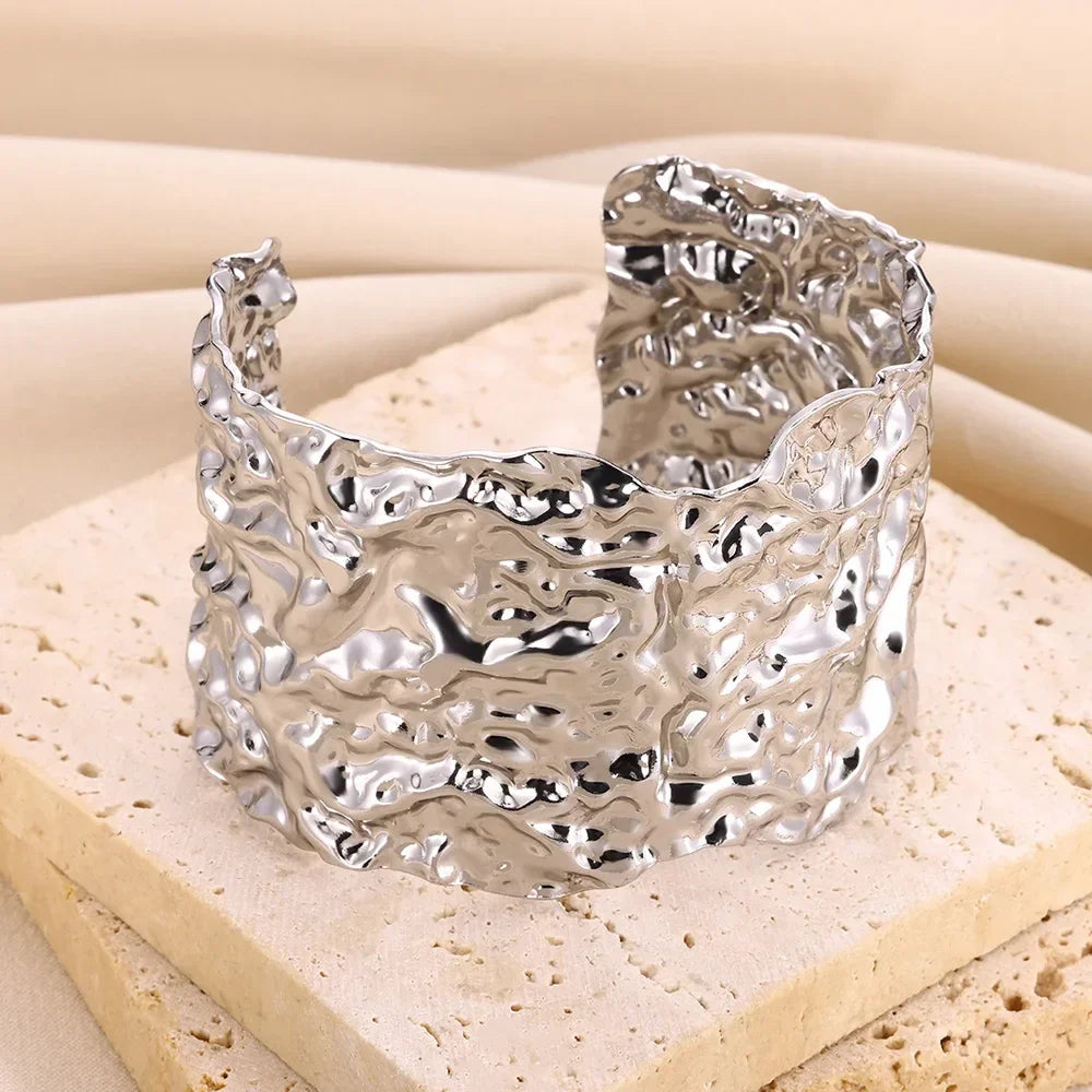 Stainless Steel Wide Bangles - Piña Colada