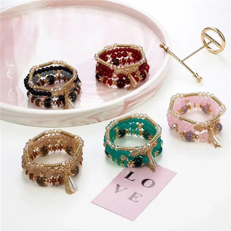 4Pcs New Tassel Charm Beads Bracelet - Piña Colada