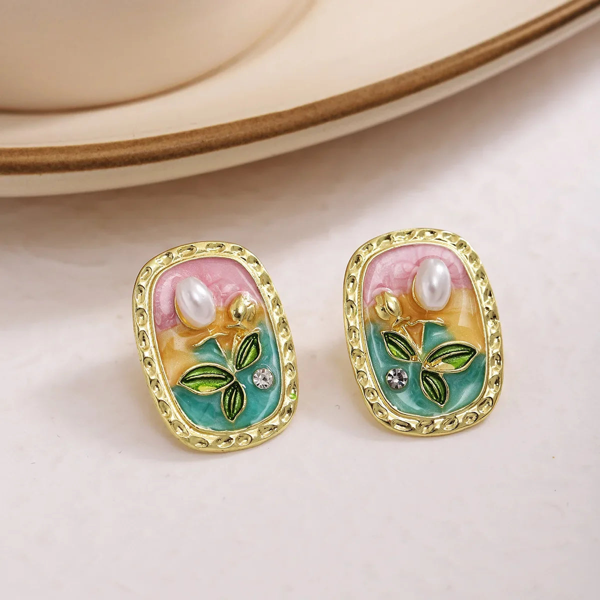 Painting Texture Earrings - Piña Colada