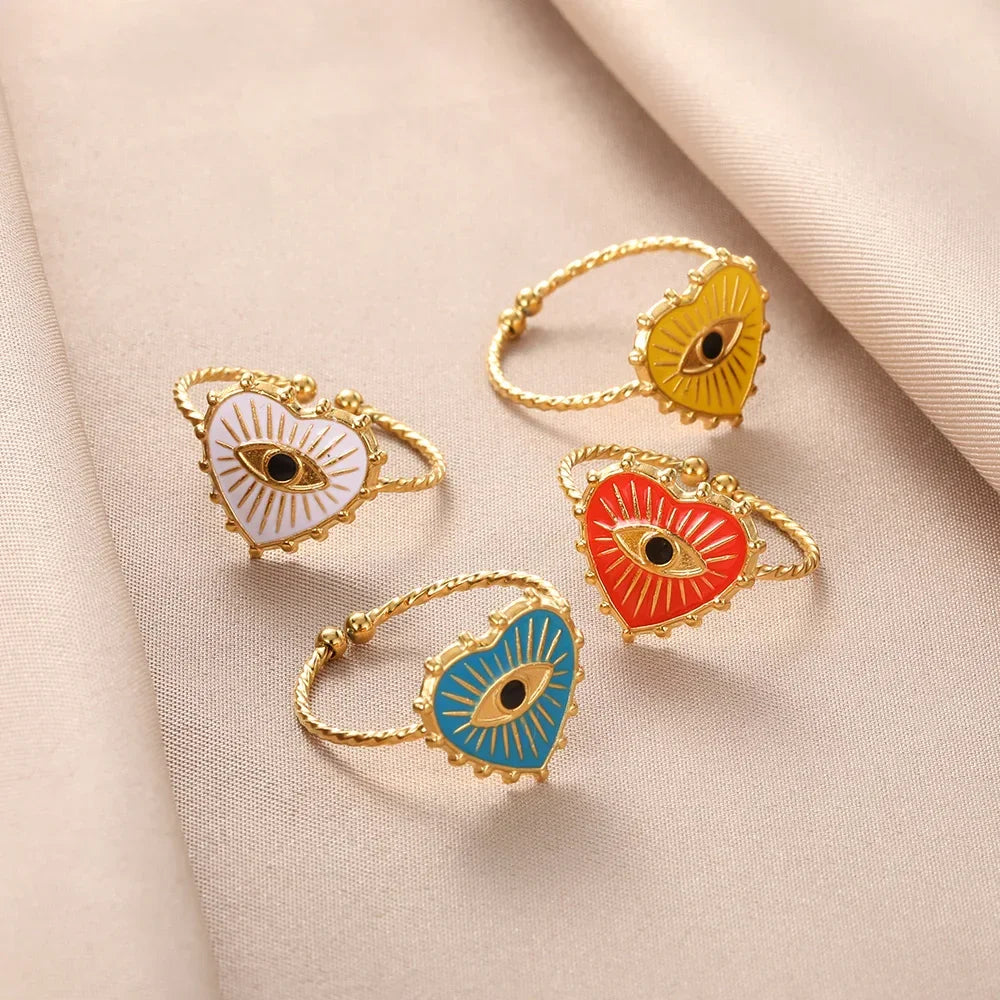 Evil Eye Rings Stainless Steel - Piña Colada