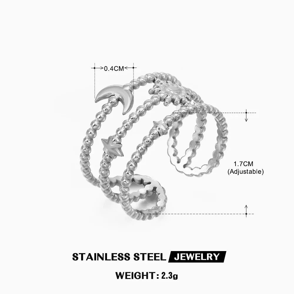Gold Color Stainless Steel Heart Ring - Piña Colada