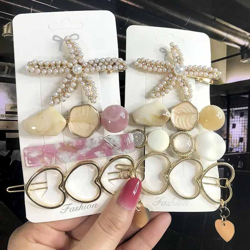 3/4pcs Set Pearl Hair Clip - Piña Colada