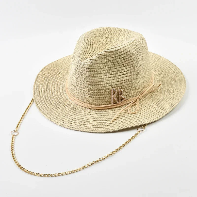 Metal RB Letter Straw Hats - Piña Colada