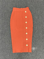 Elastic Bodycon Mid Bandage Skirt - Piña Colada