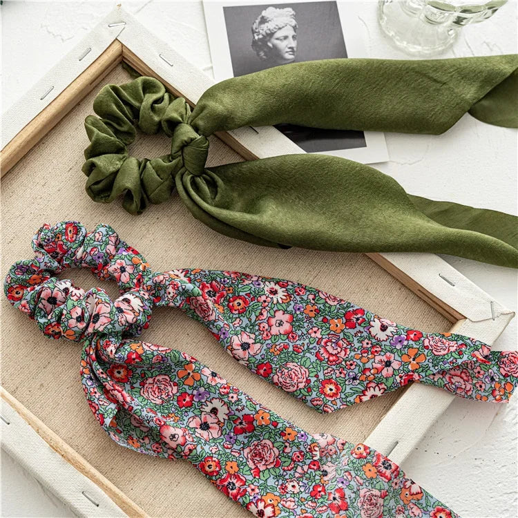 Print Bow Satin Long Ribbon - Piña Colada