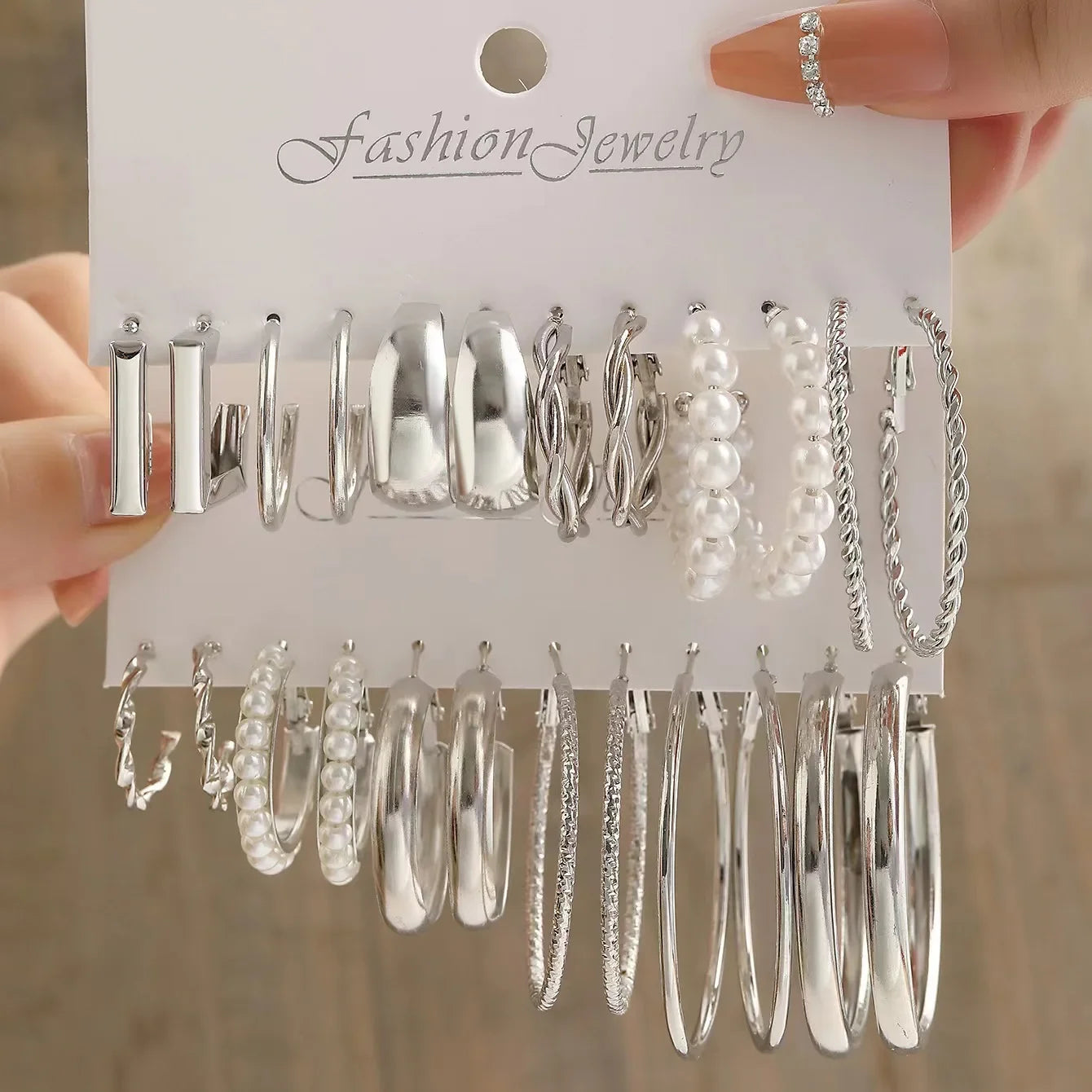 Pearl Hoop Earrings Set - Piña Colada