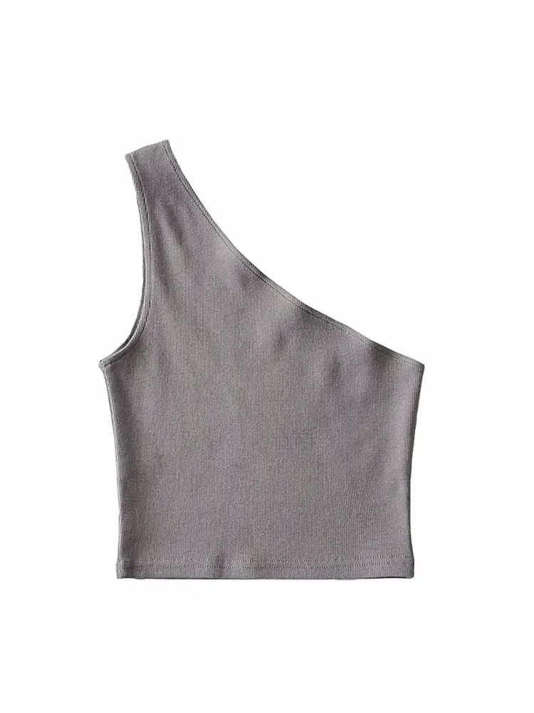 One Shoulder Cropped Tank - Piña Colada