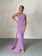 One Shoulder Backless Adjustable Scarf Maxi Dress - Piña Colada