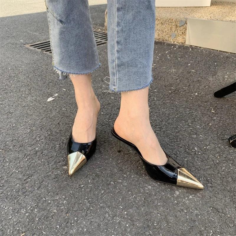 Pointed Toe Serpentine Sexy Thin Heels - Piña Colada