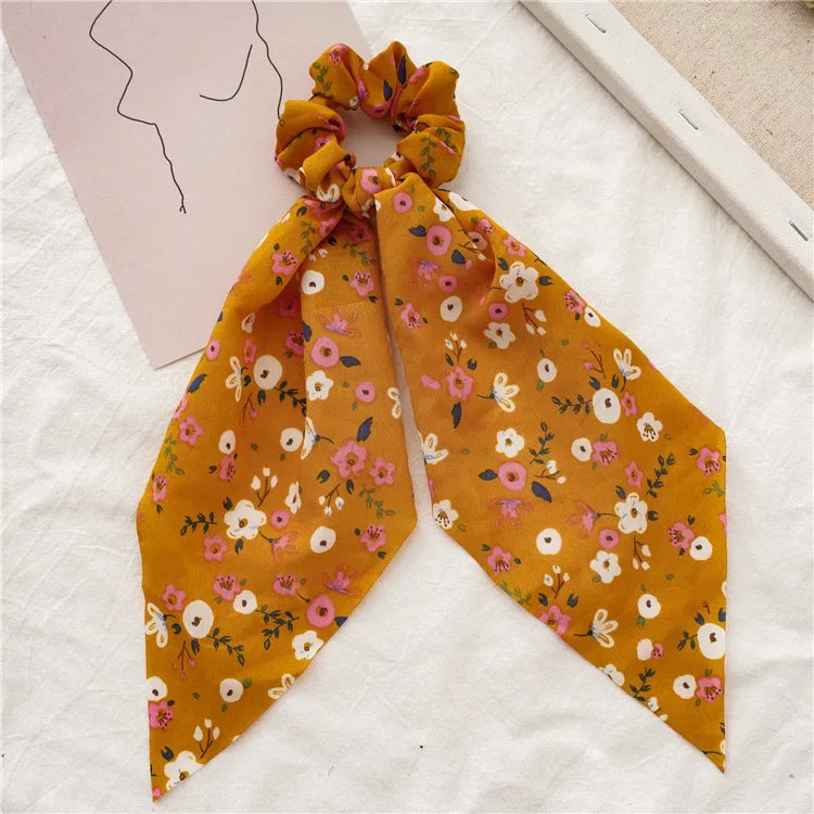 Print Bow Satin Long Ribbon - Piña Colada