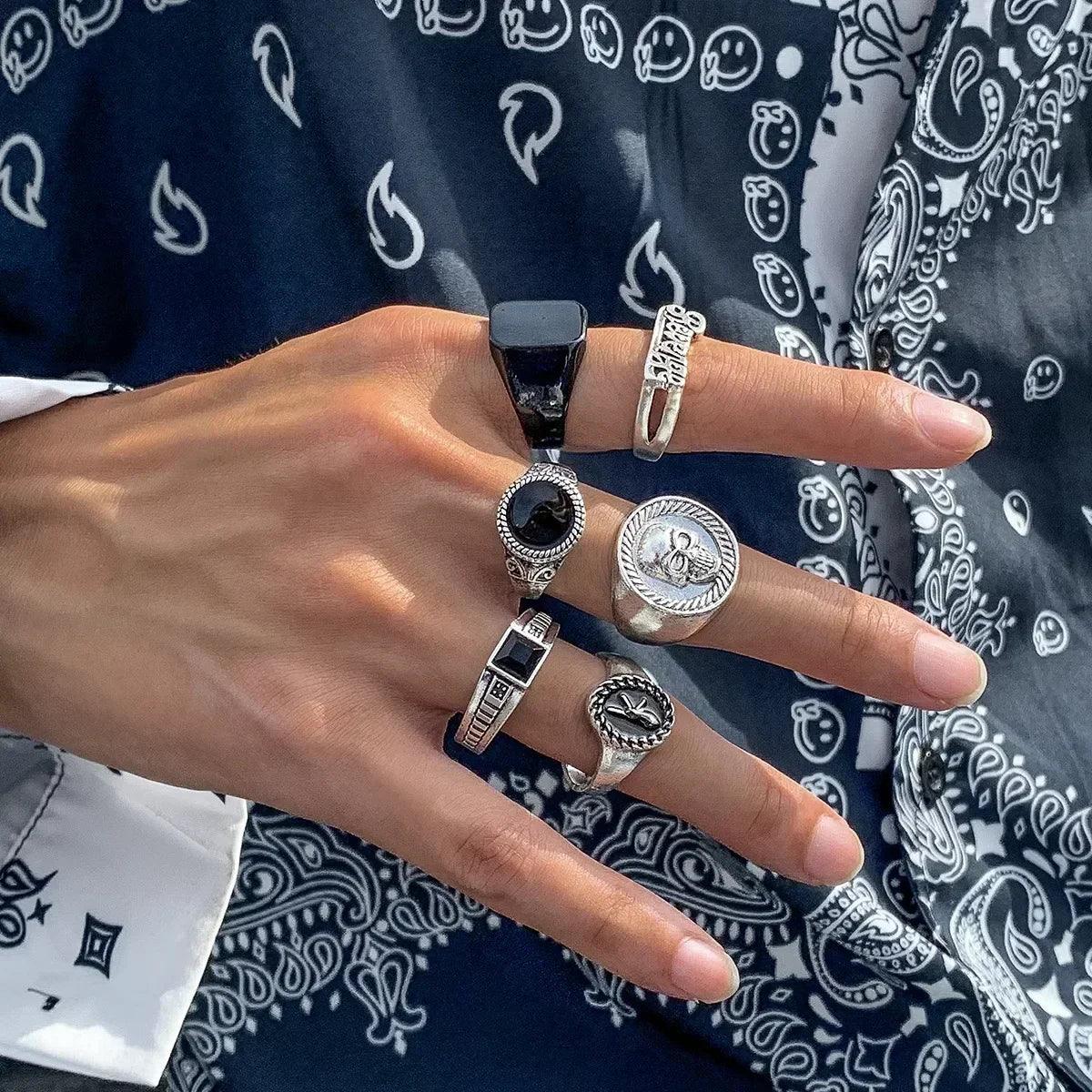 9Pcs/Set Vintage Gold Rings Set - Piña Colada