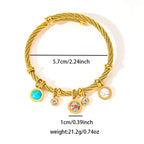 Colorful Eyes & Heart Drip Oil Pendant Bracelet - Piña Colada