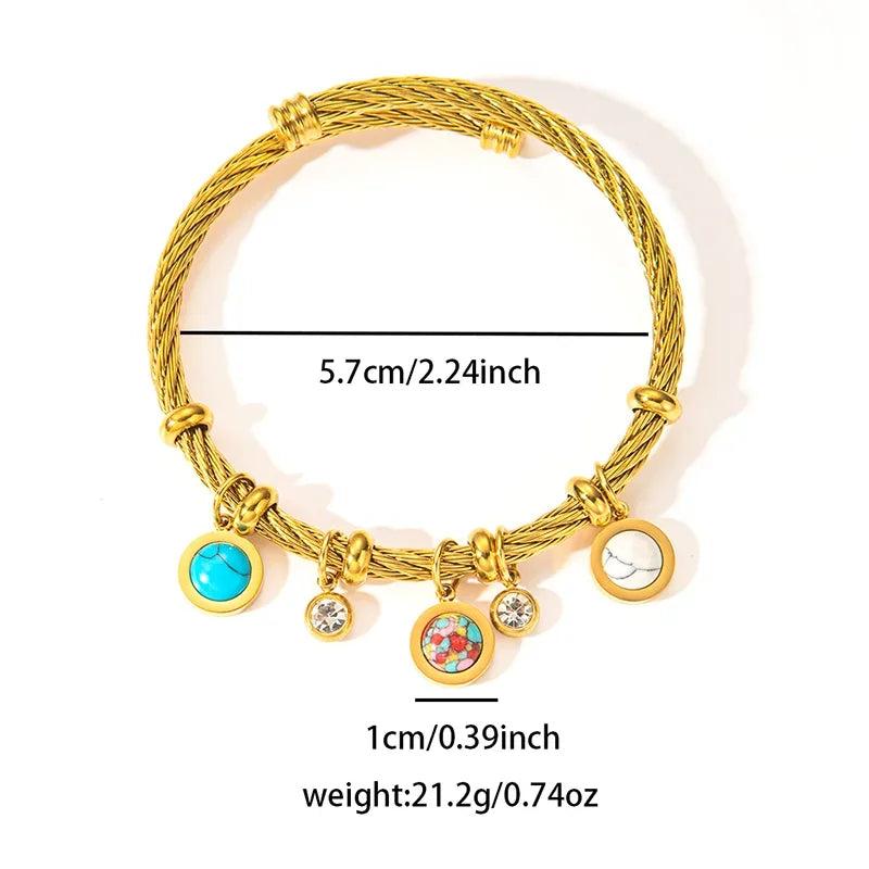 Colorful Eyes & Heart Drip Oil Pendant Bracelet - Piña Colada