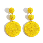 Boho Rattan Drop Earrings - Piña Colada
