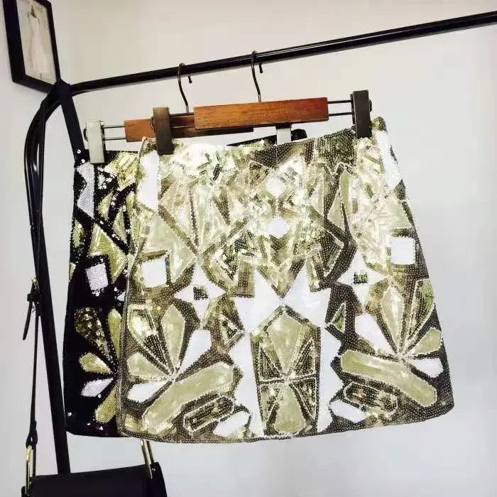 Beaded Sequin Pencil Skirt - Piña Colada
