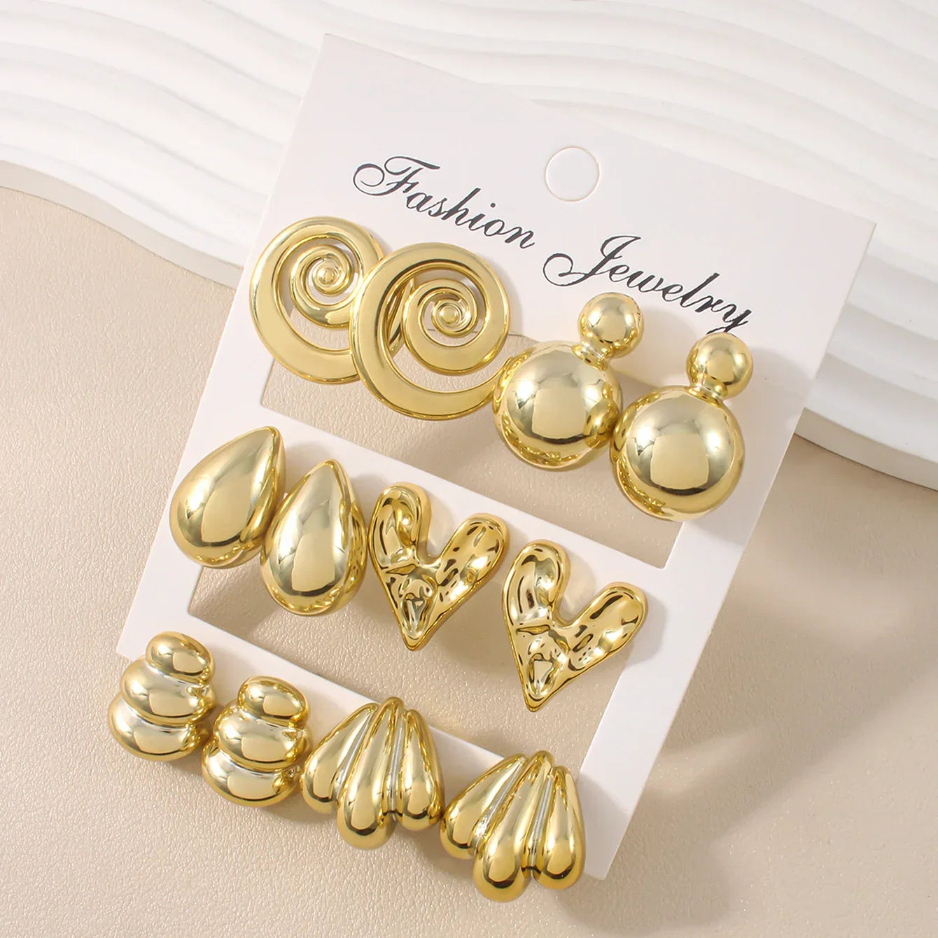 Bold Geometric Stud Earrings - Piña Colada