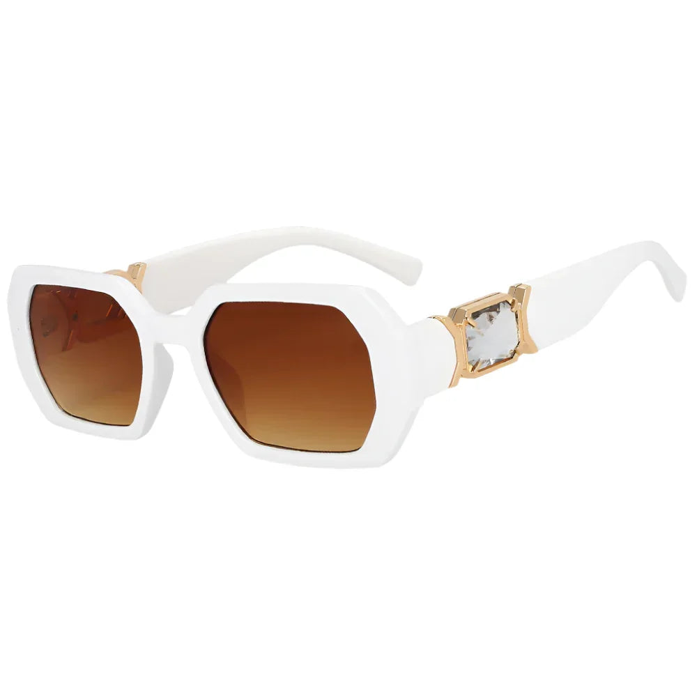 Oversized Diamond Rectangle Sunglasses - Piña Colada