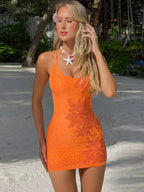 Rhinestone Crisscross Back Mini Dress - Piña Colada