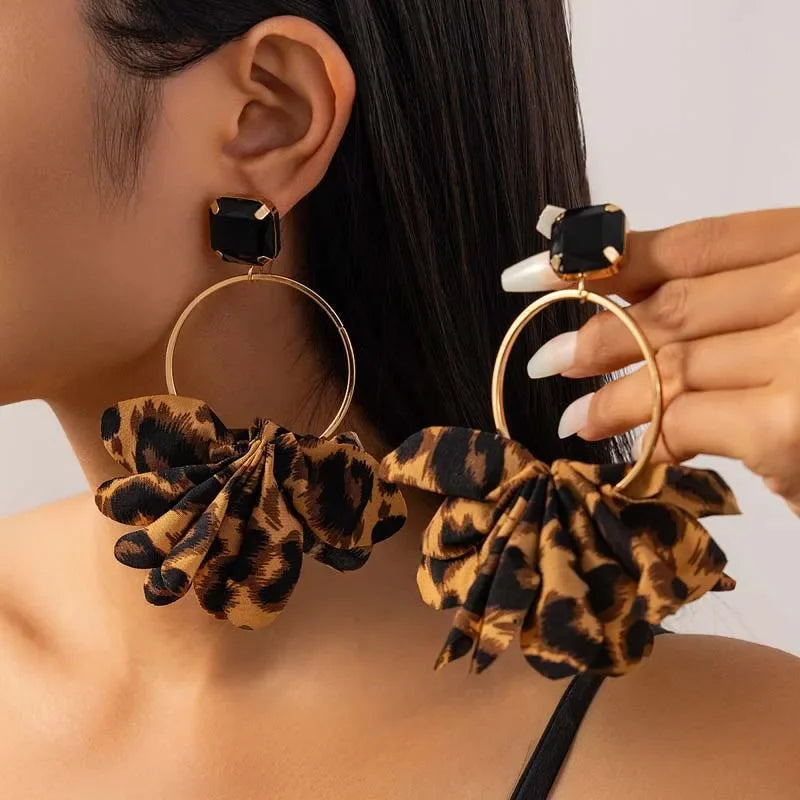 Retro Leopard Earrings - Piña Colada