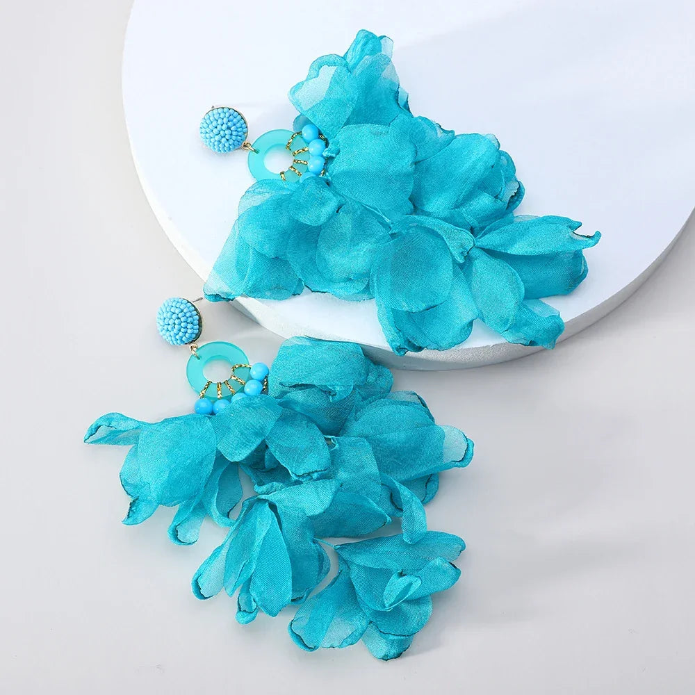 Lace Flower Cotton Drop Earrings - Piña Colada