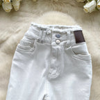 High-Waisted Flared Denim Pants with Faux Zippers – Streetwear Style - Piña Colada