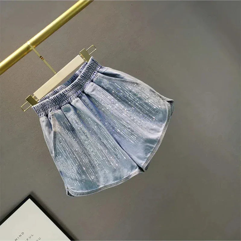 High Waist Loose Fit Denim Shorts - Piña Colada