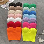 Strapless Summer Casual Crop Tops with Built In Bras - Piña Colada