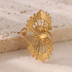 Gold Ocean Starfish & Shell Open Ring - Piña Colada