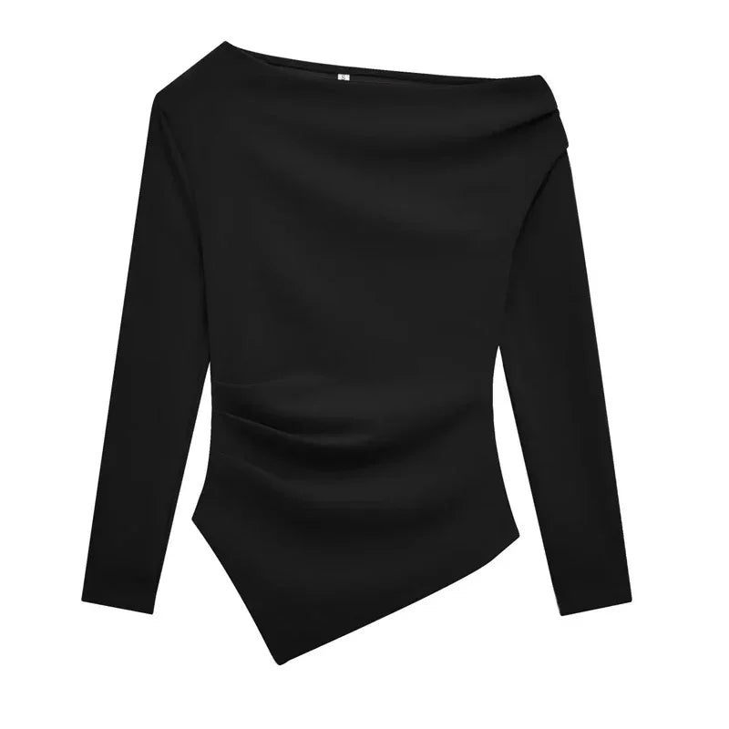 Asymmetrical Square Neck Crop Blouse – Streetwear Chic - Piña Colada