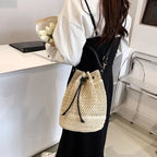 Braided Straw Bucket Bag - Piña Colada