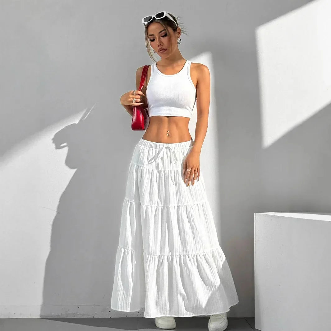 Midi Skirt with Tie Up - Piña Colada