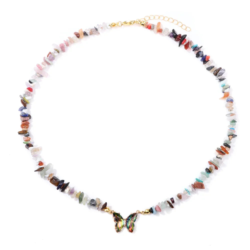 Butterfly Crystal Necklace - Piña Colada