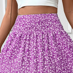 Floral Print Elastic Waist Loose - Piña Colada