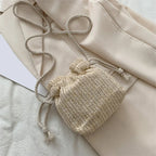 Straw Bag Handbag Knit Flower - Piña Colada