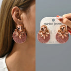 Vintage Rhinestone Round Drop Earrings - Piña Colada