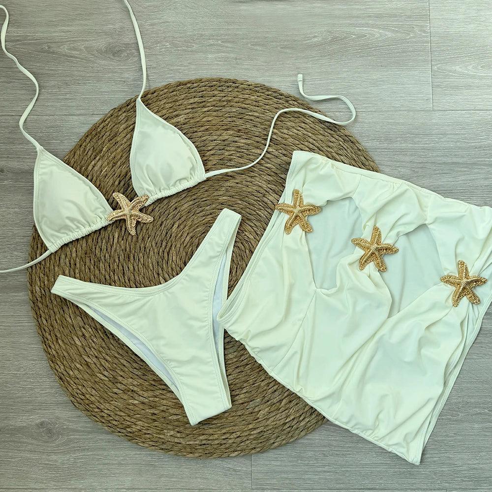 Bikini Set – 3-Piece Swimsuit Star - Piña Colada