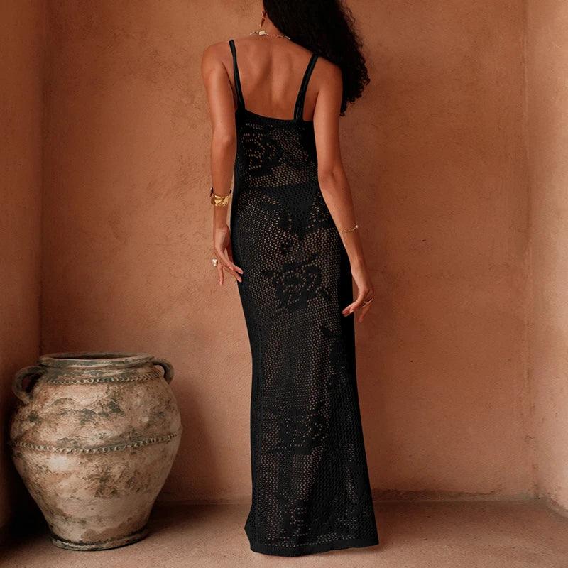 New Style Solid Color Knitting Texture Slip Dress - Piña Colada