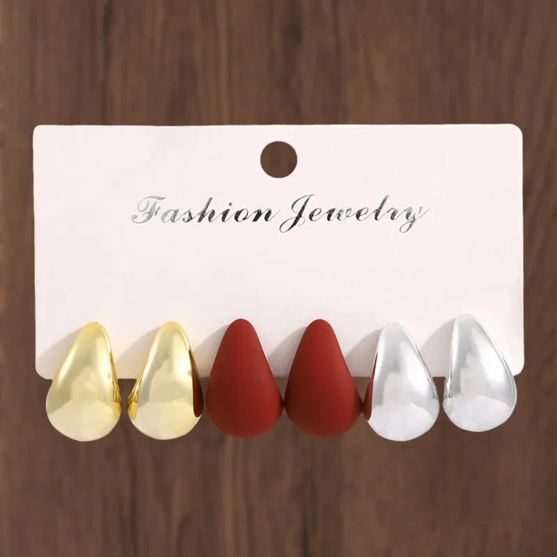 Geometric Drop Earrings – Cute & Romantic Zinc Alloy Design - Piña Colada