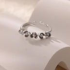 Stainless Steel Zircon Adjustable Ring - Piña Colada