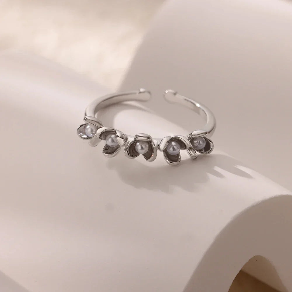 Stainless Steel Zircon Adjustable Ring - Piña Colada