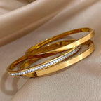3pcs Glossy Rhinestone Stainless Steel Bangle - Piña Colada